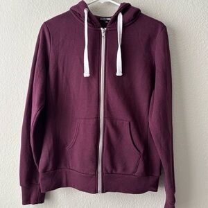 Fashion Nova Maroon Zip-Up Hoodie Size L